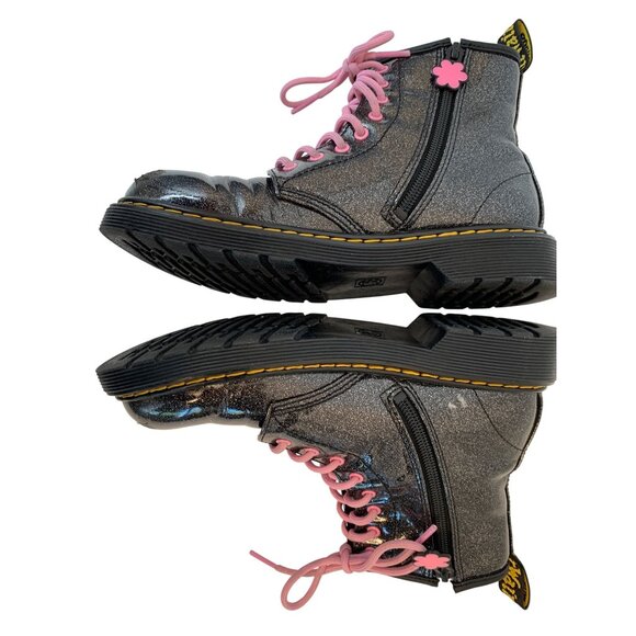 Dr. Martens Junior 1460  Glitter Boots Flower Applique Size 5 Women $137 D7971 - Picture 5 of 13